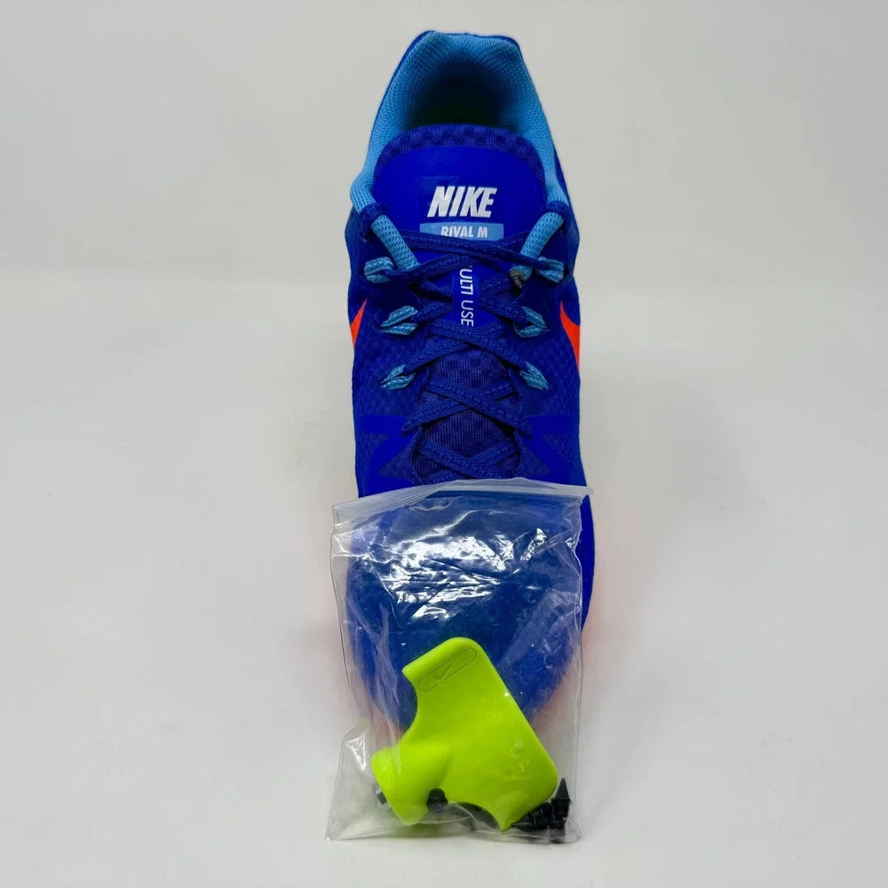 Nike Rival M8 Multi Use Racing Track Cleats with Spikes Blue Orange Mens Size 13